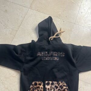 Aelfric Eden Black Hoodie with Leopard Accents